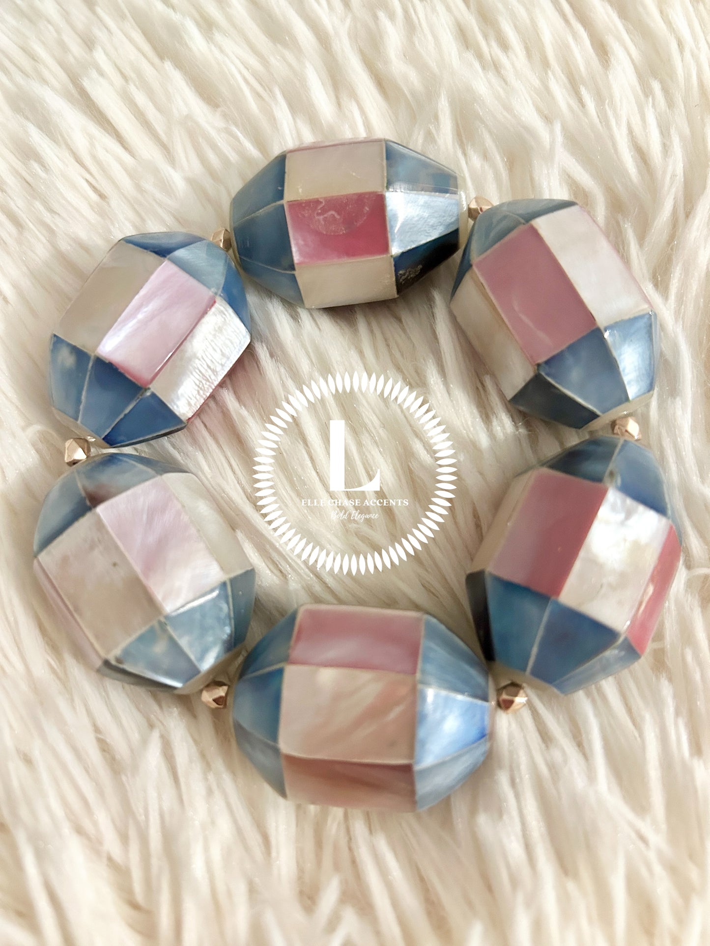 Pink/Blue/Pearl Faceted Iridescent Beads