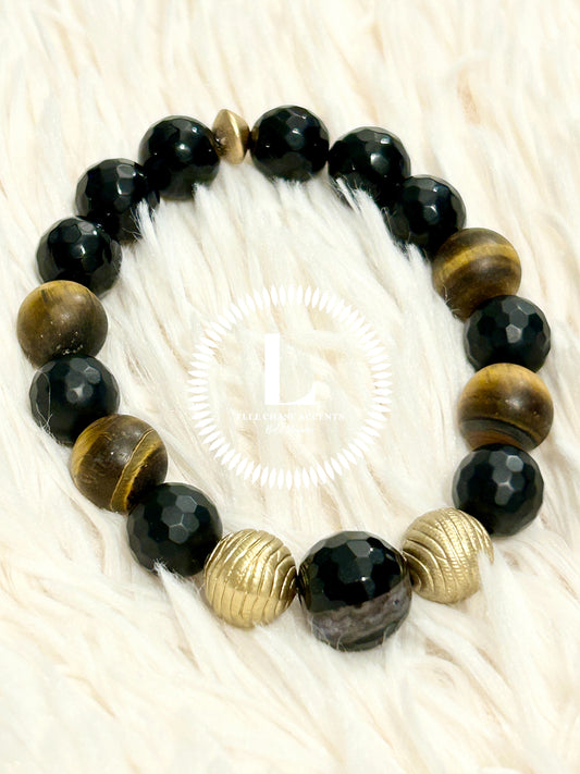 Black onyx with Matte Tigers Eye and Golden accents